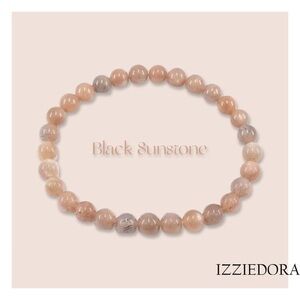 Black Sunstone Natural Gemstone Bracelet 6mm